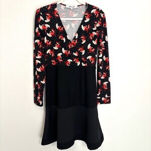 Diane Von Furstenberg Adelia Print Silk Cotton Long Sleeve Dress Women’s 8 Event